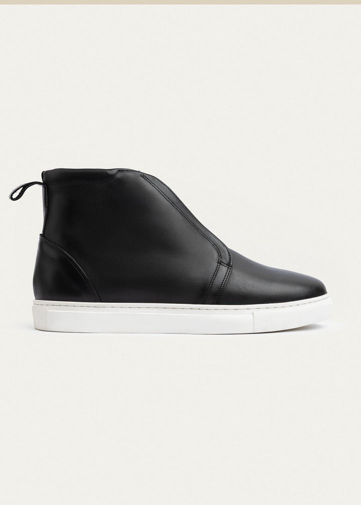 Leather Mid-Top Sneakers | Black