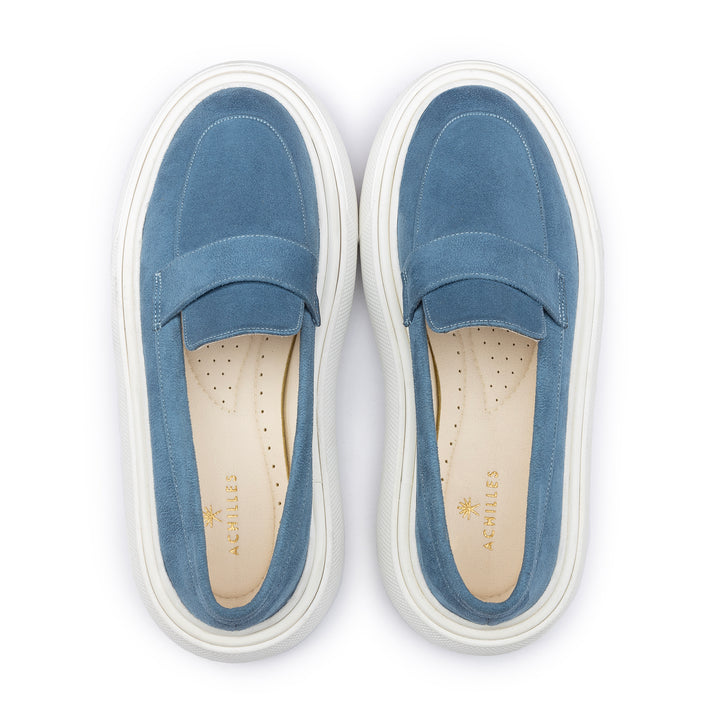 Moc Toe Suede Slip On Sneaker Loafers - Baby Blue