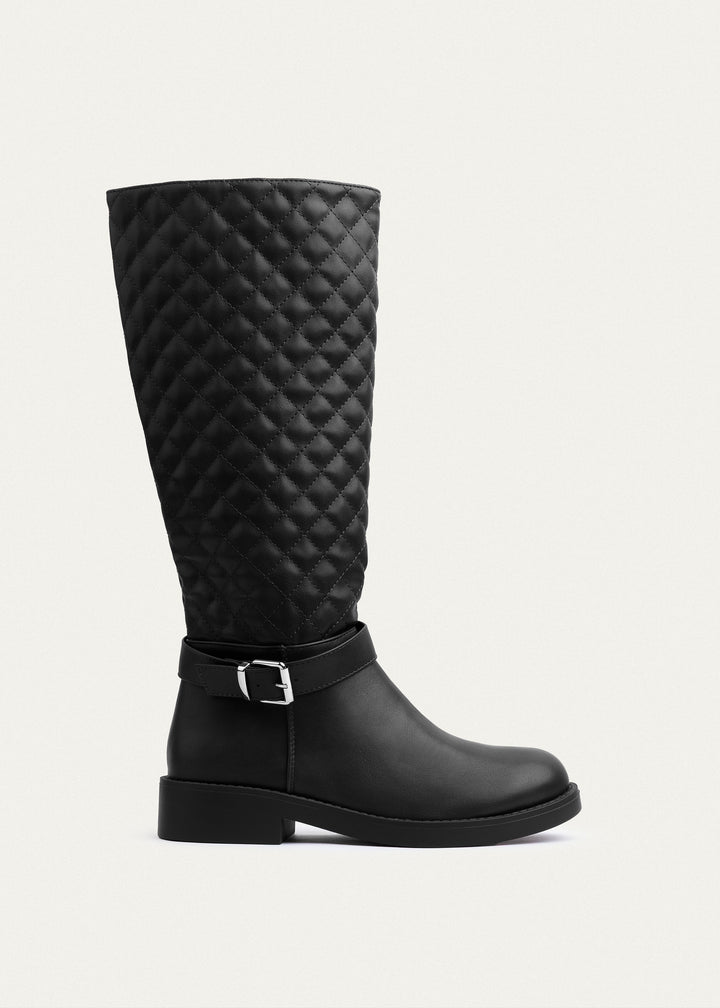 Verona Quilted Tall Boots | Black
