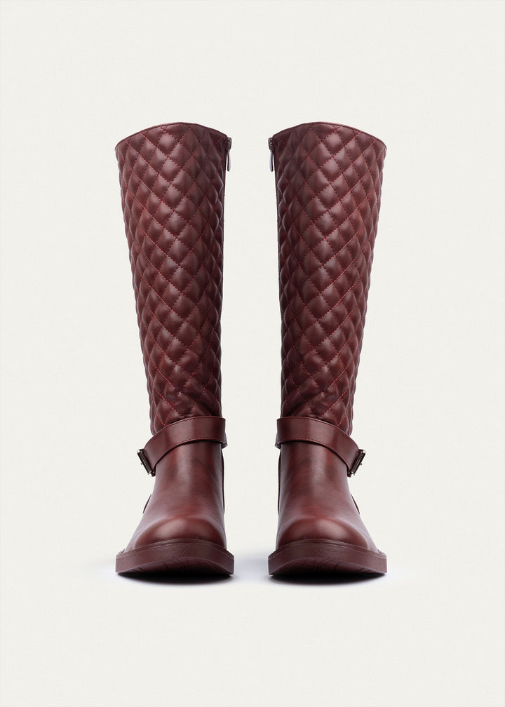 Verona Quilted Tall Boots | Burgundy