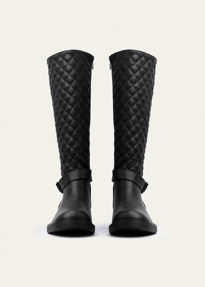 Verona Quilted Tall Boots | Black