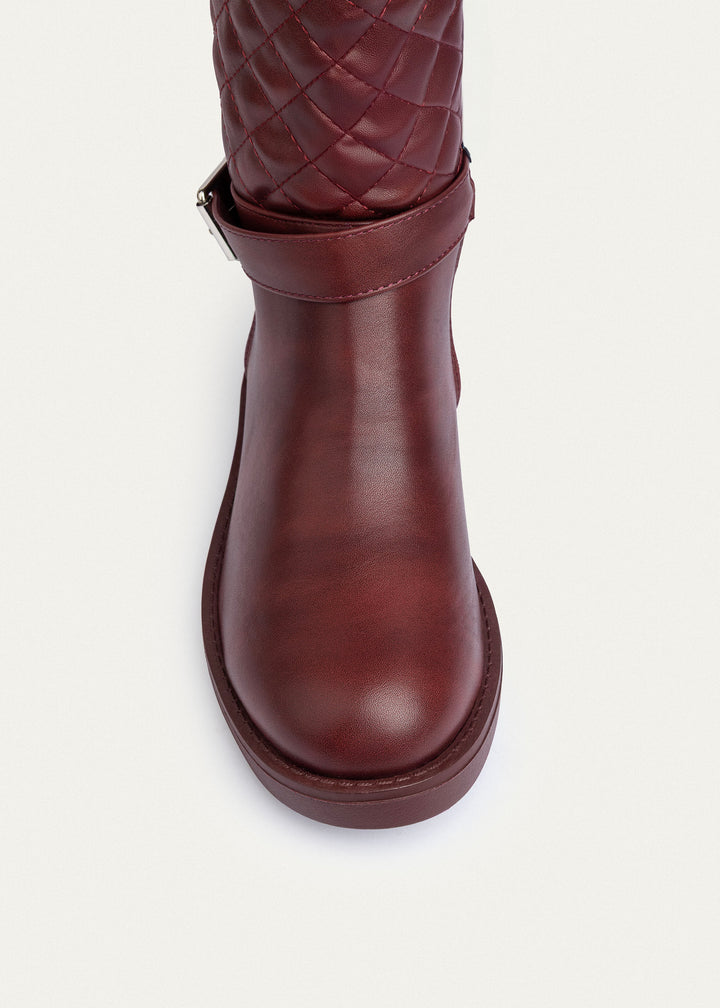 Verona Quilted Tall Boots | Burgundy