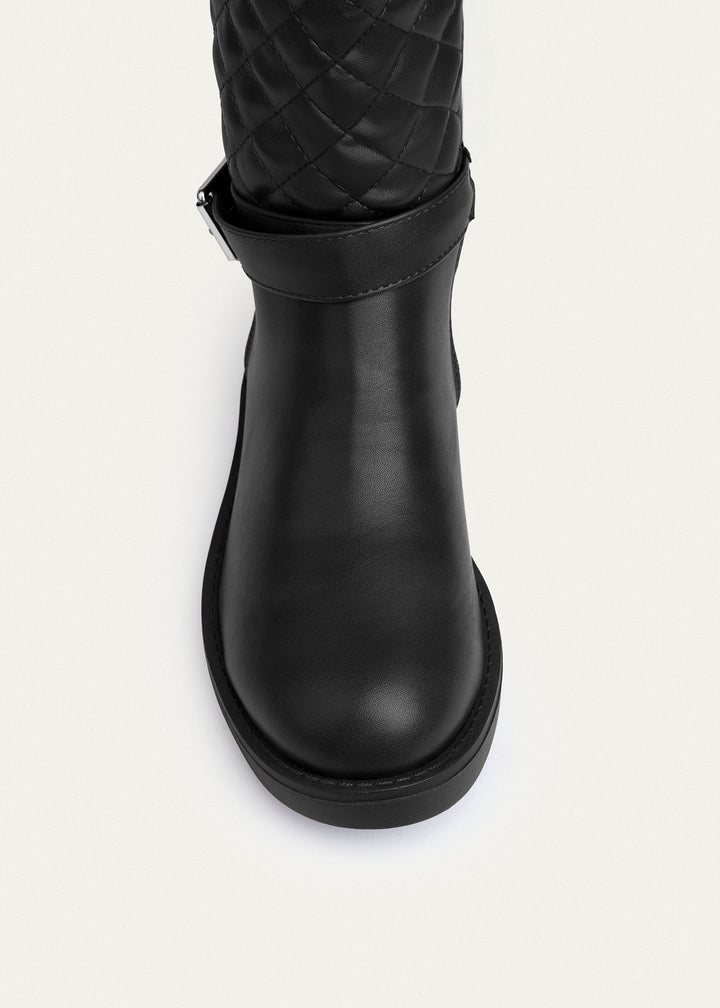 Verona Quilted Tall Boots | Black