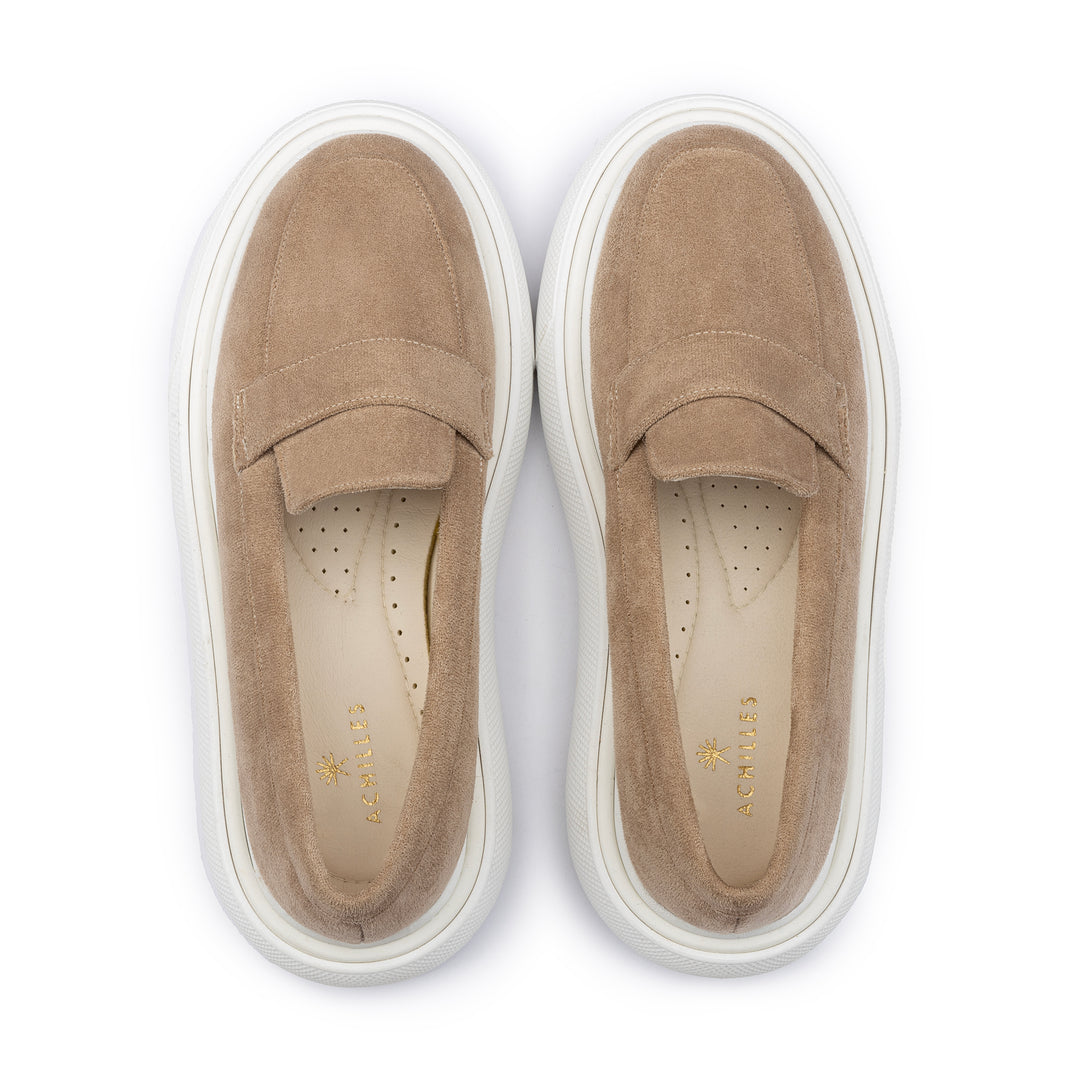 Moc Toe Suede Slip On Sneaker Loafers - Beige