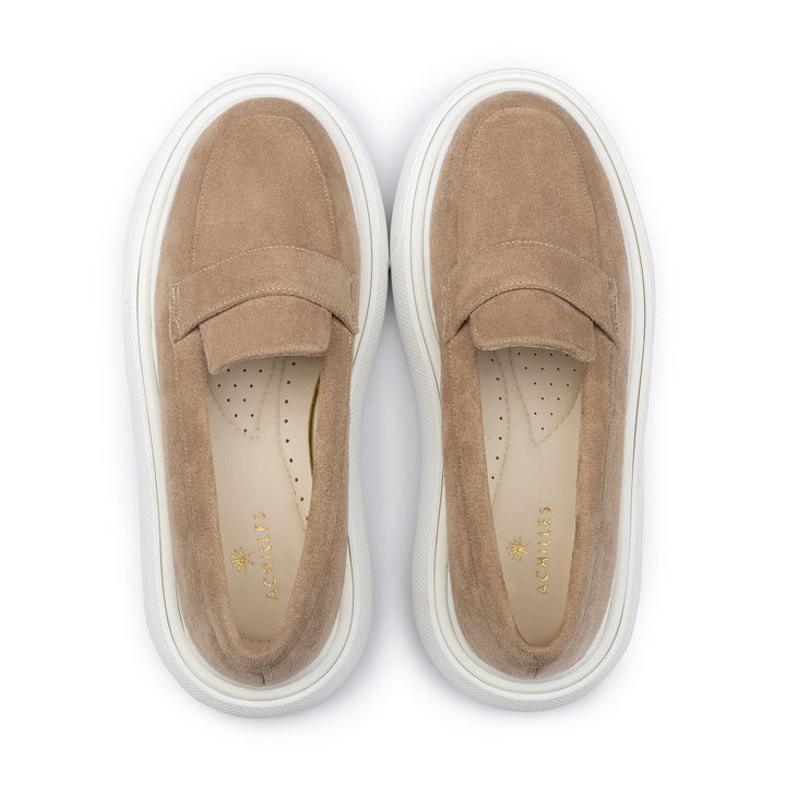 Moc Toe Suede Slip On Sneaker Loafers - Beige