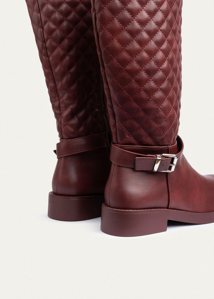 Verona Quilted Tall Boots | Burgundy