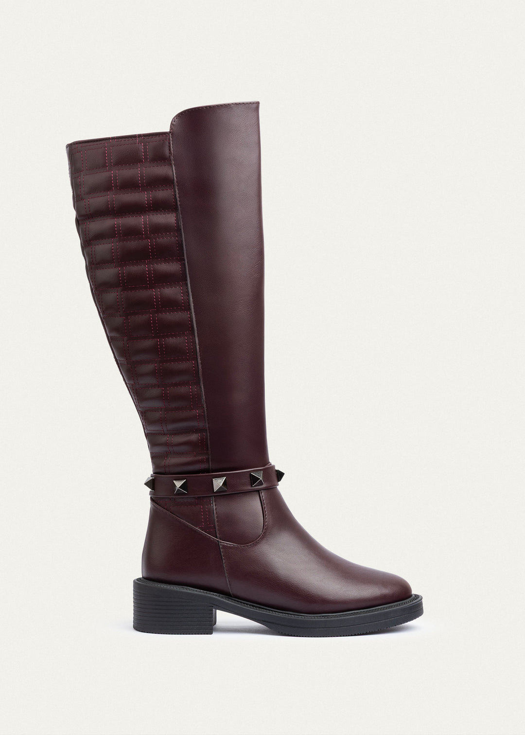 Achilles | Rebel Quilted Tall Boots| Burguandy