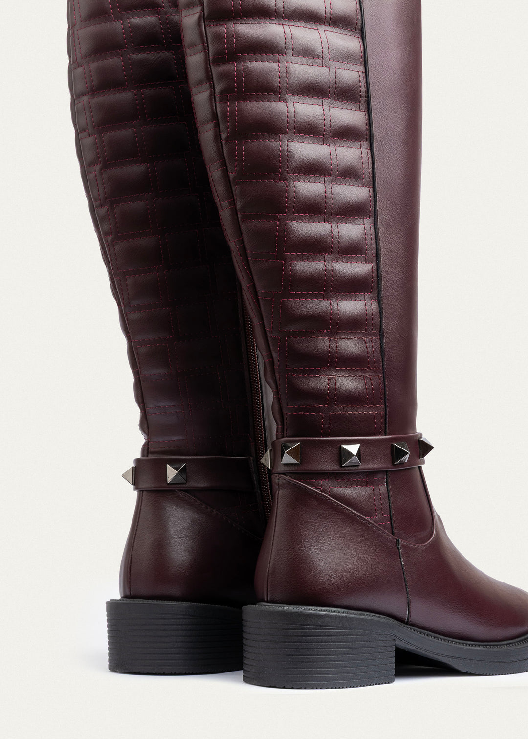 Achilles | Rebel Quilted Tall Boots| Burguandy