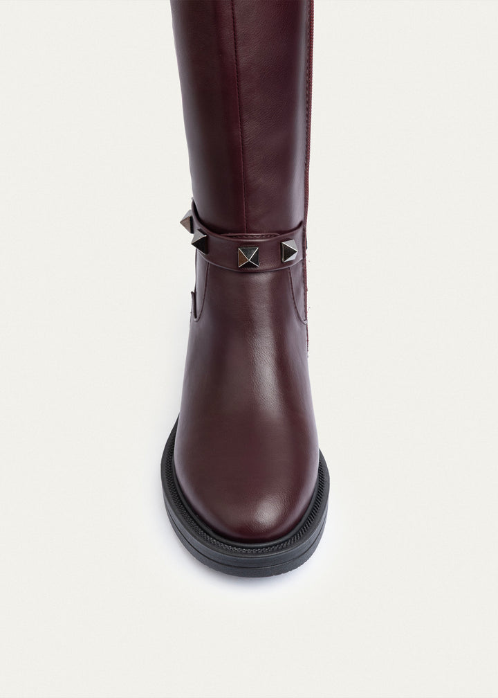 Rebel Quilted Tall Boots | Burgundy