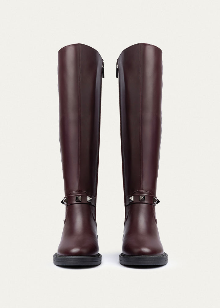 Rebel Quilted Tall Boots | Burgundy