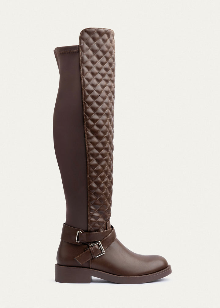 Achilles | Vienna Quilted Over-The-Knee Boots | Brown