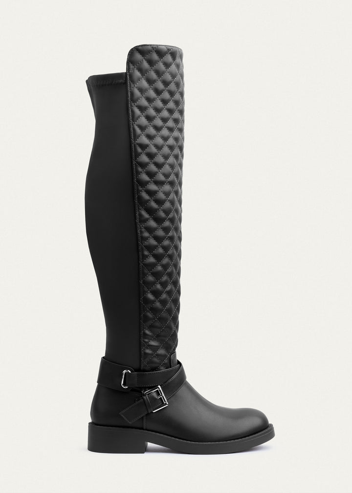 Achilles | Vienna Quilted Over-The-Knee Boots | Black