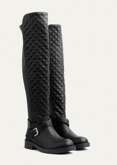 Vienna Quilted Over-The-Knee Boots | Black