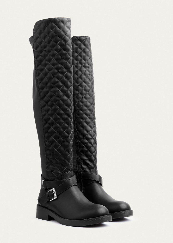 Achilles | Vienna Quilted Over-The-Knee Boots | Black