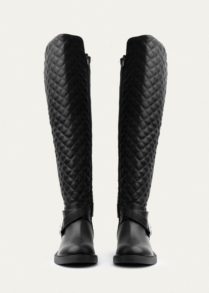 Vienna Quilted Over-The-Knee Boots | Black