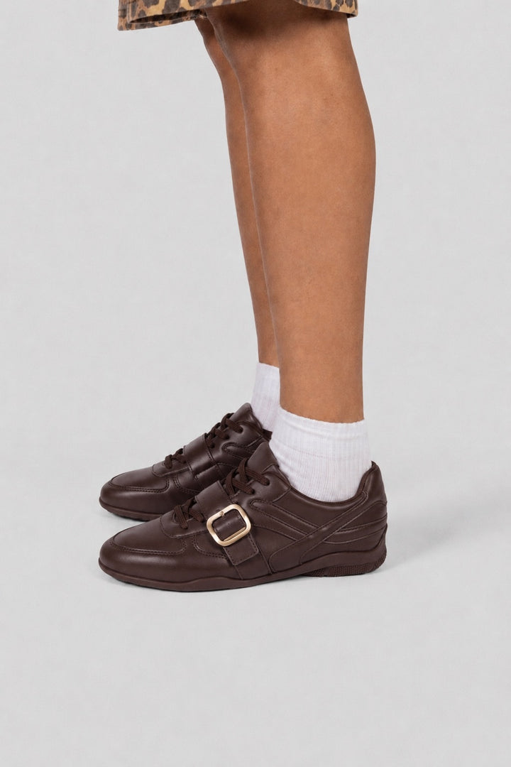 Sneakers Gold Buckle Strap - Brown
