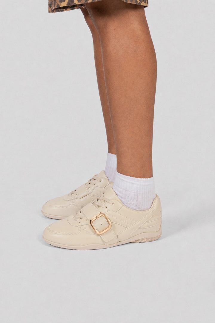 Sneakers Gold Buckle Strap - Beige