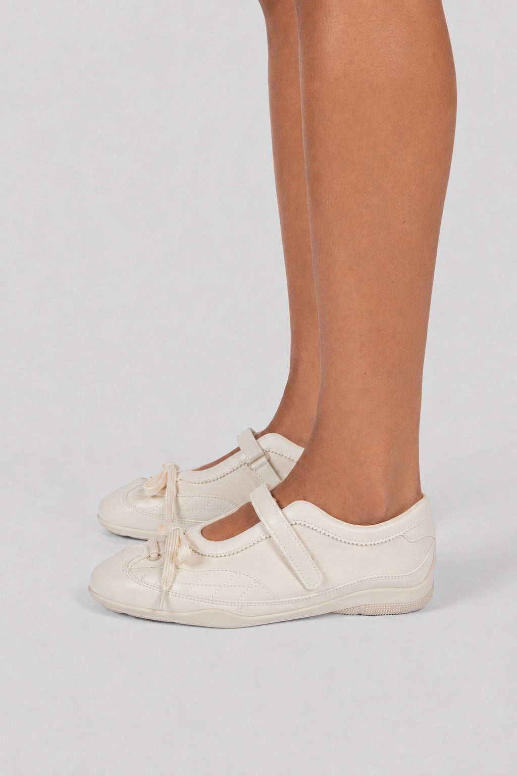 Retro Mary Jane Sneakers Velcro - Beige