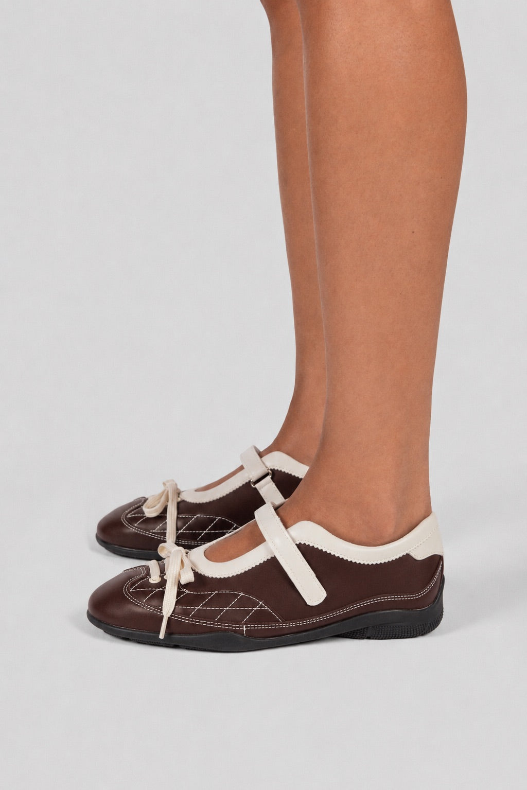 Retro Mary Jane Sneakers Velcro - Brown