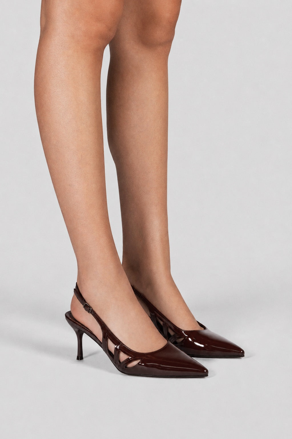 Slingback Platform Pumps - Brown