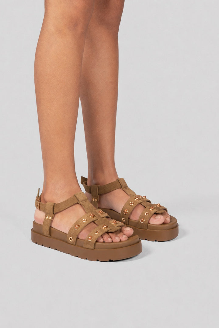 Chunky Gold-Tone Sandal - Café