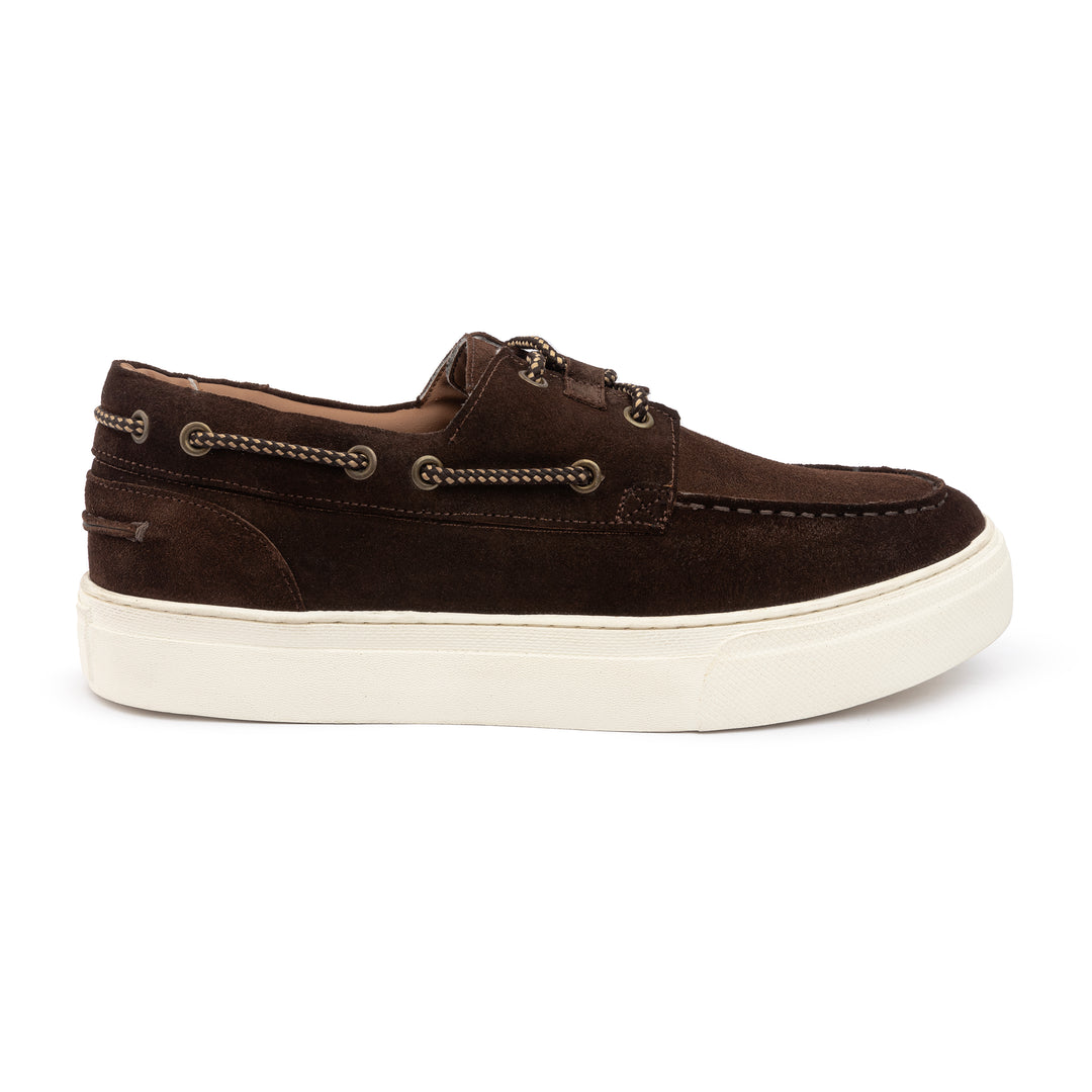 Lace Up Plain Suede Sneakers - Brown