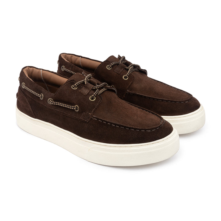 Lace Up Plain Suede Sneakers - Brown