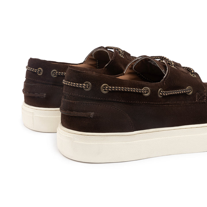 Lace Up Plain Suede Sneakers - Brown