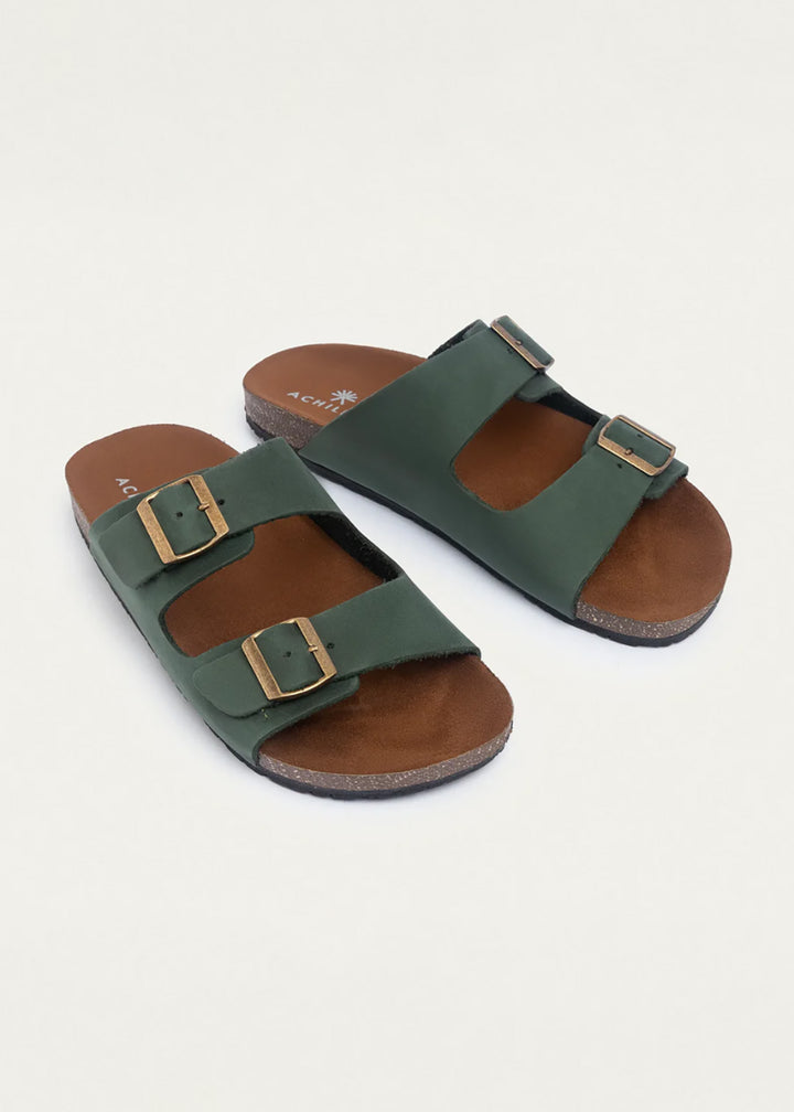 Arizona Soft Footbed Double Buckle Sandals | olive