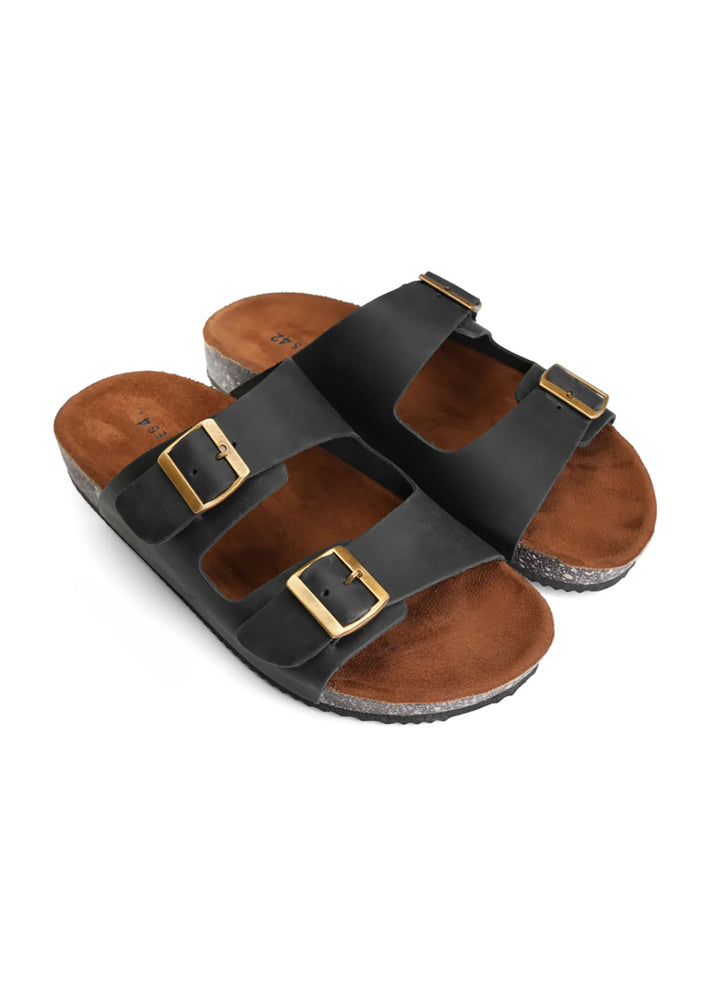 Arizona Soft Footbed Double Buckle Sandals | Black
