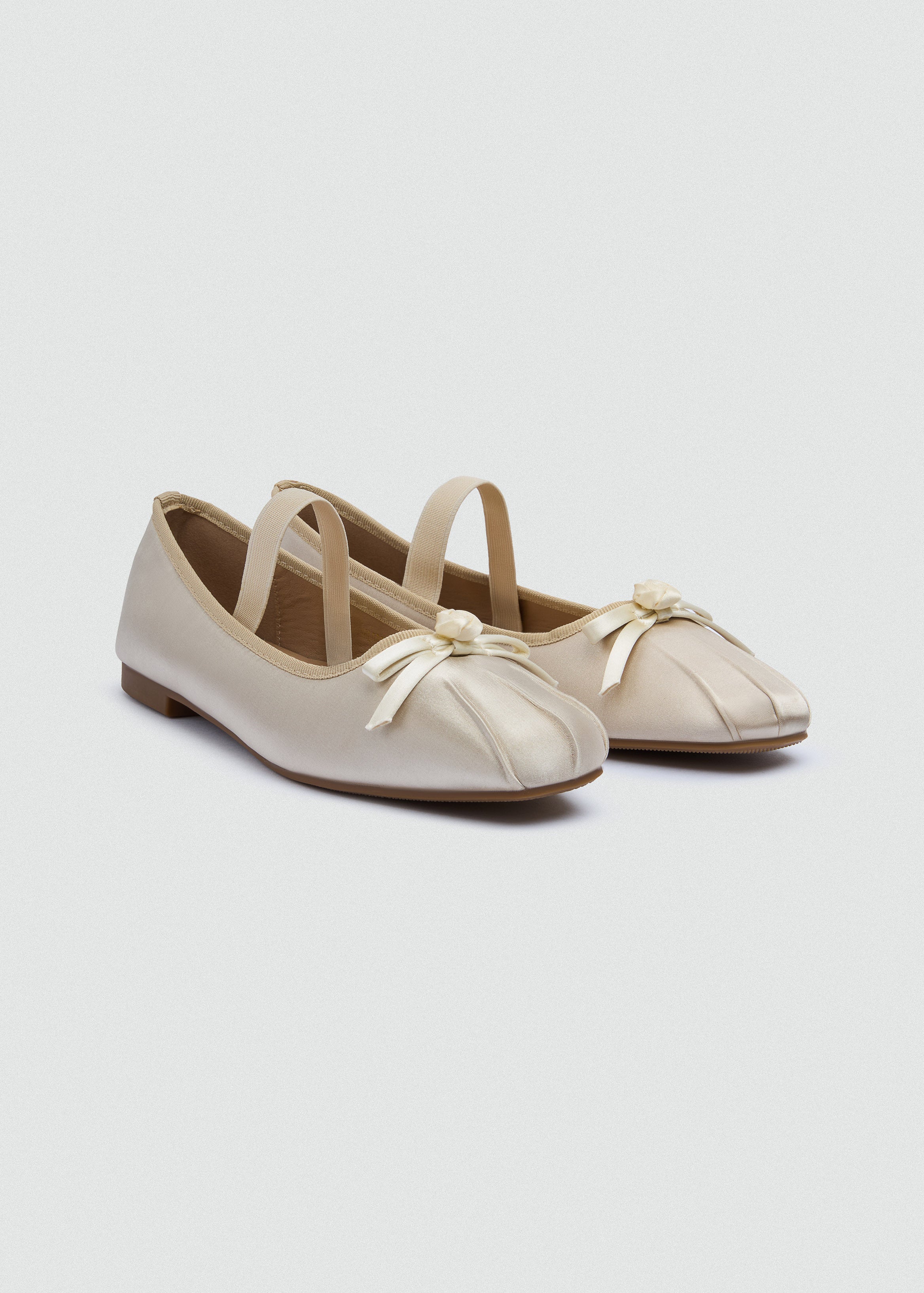 Bow Strap Ballet Flats - Beige