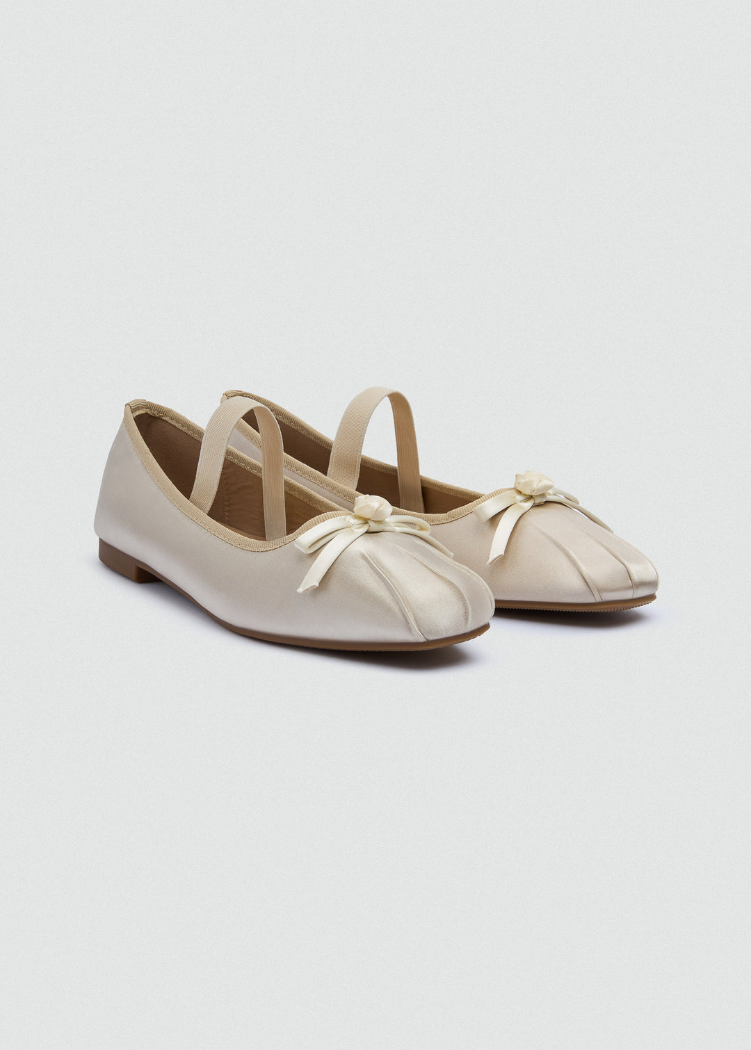 Bow Strap Ballet Flats - Beige