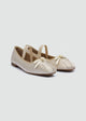 Bow Strap Ballet Flats - Beige