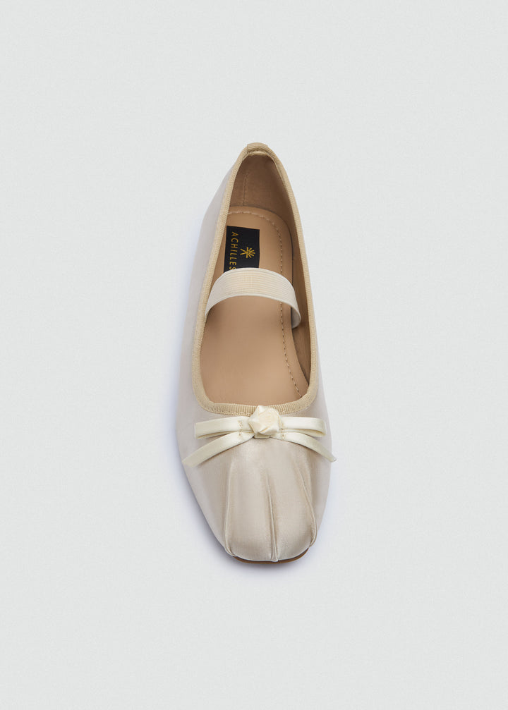 Bow Strap Ballet Flats - Beige