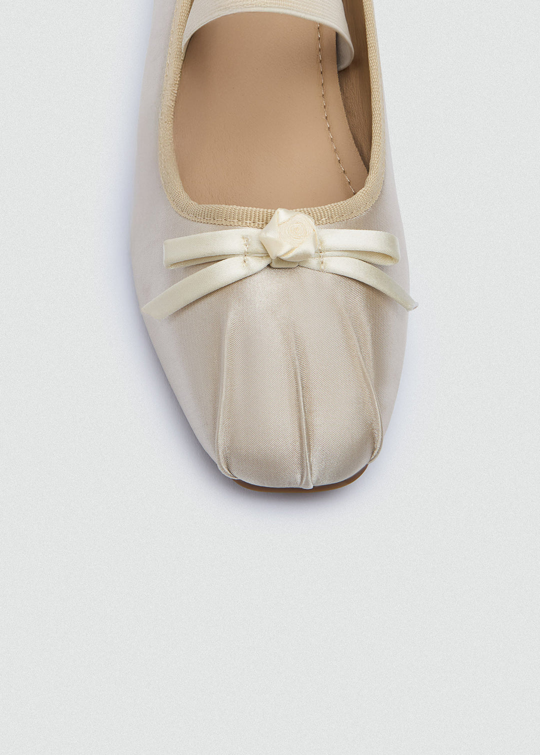 Bow Strap Ballet Flats - Beige