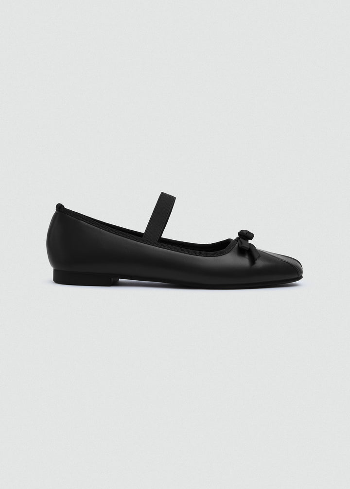 Bow Strap Ballet Flats - Black