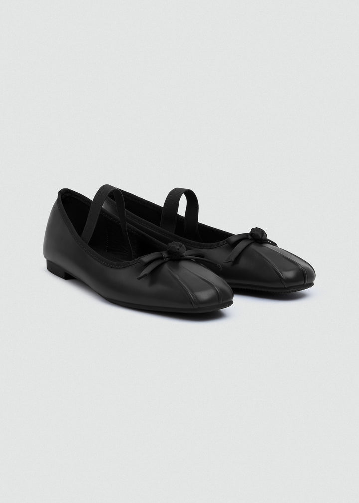 Bow Strap Ballet Flats - Black