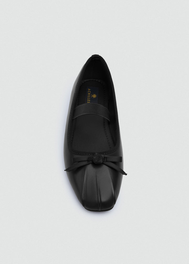 Bow Strap Ballet Flats - Black