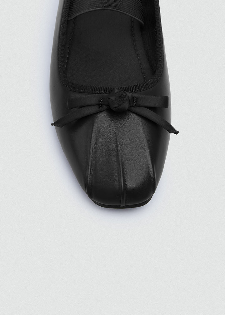 Bow Strap Ballet Flats - Black