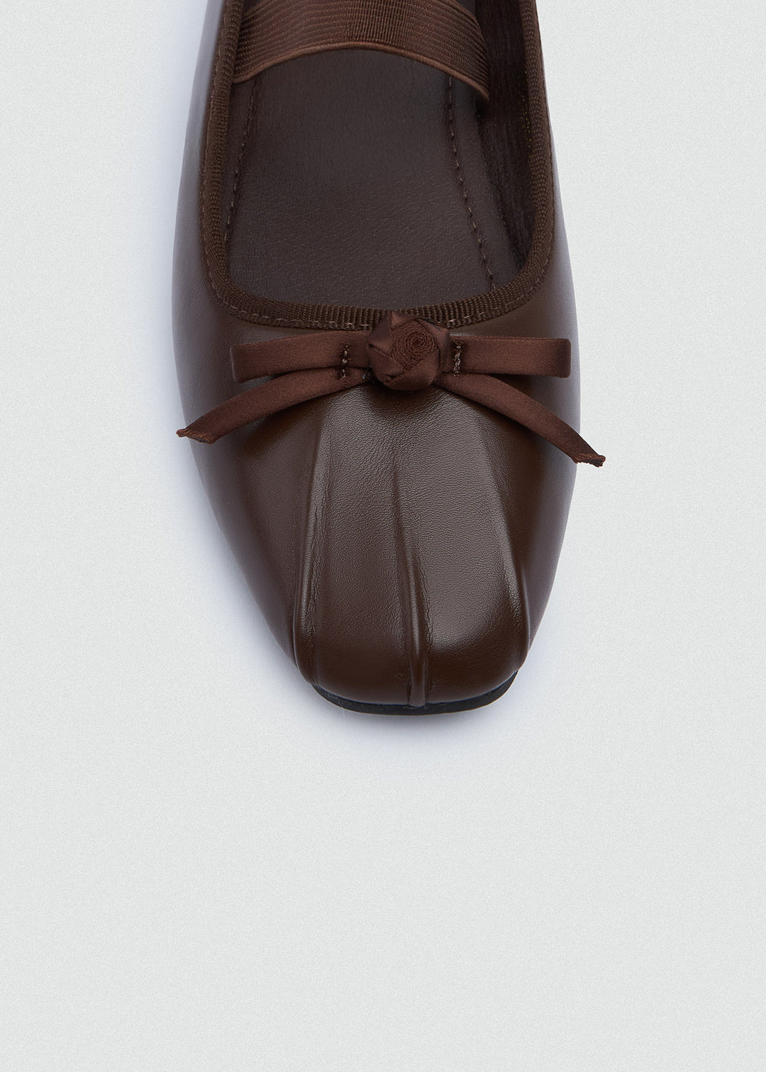 Bow Strap Ballet Flats - Brown