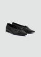 Lace-Up Bow Pointed Ballet Flats - Black