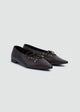 Lace-Up Bow Pointed Ballet Flats - Brown