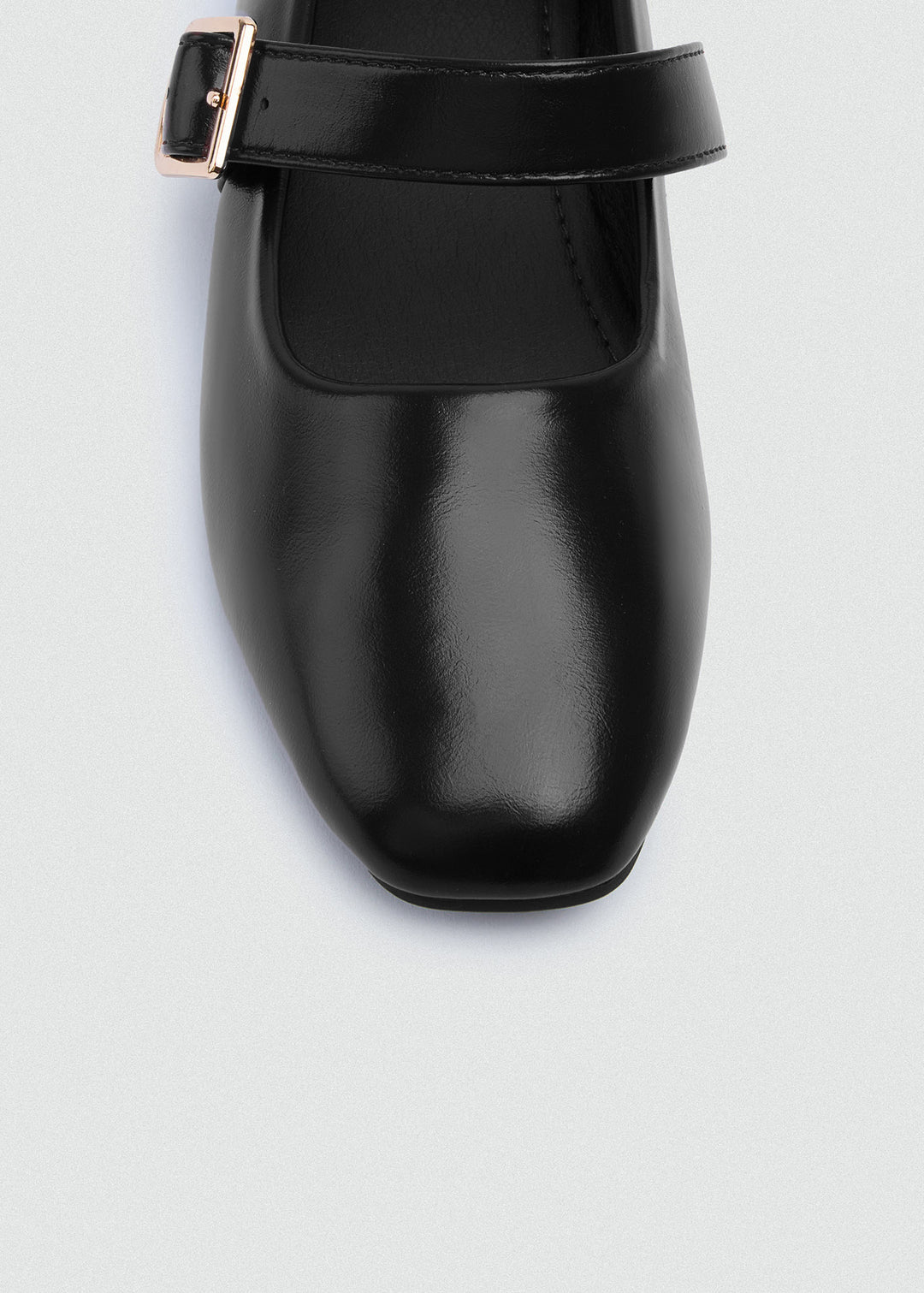 Buckle Strap Mary Jane Flats - Faux Suede - Black