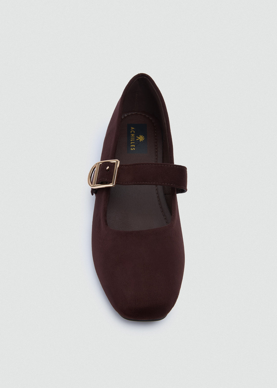 Buckle Strap Mary Jane Flats - Faux Suede - Coffee