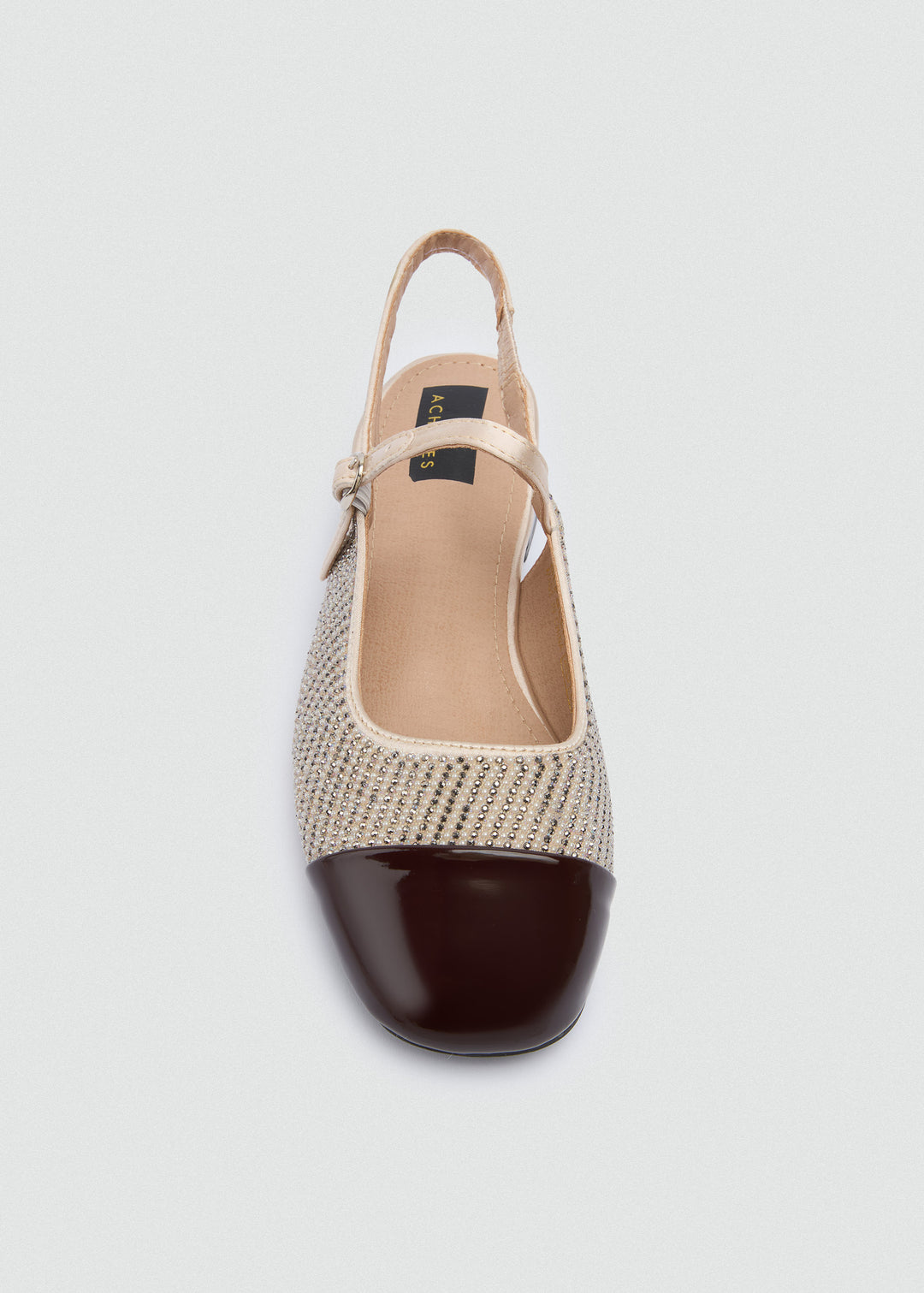 Two-Tone Cap-Toe Slingback Flats - Beige-Brown