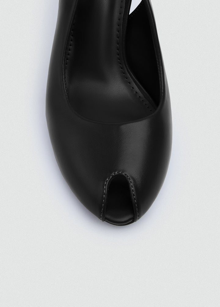 Pointed-Toe Stiletto Slingback Heels - Black