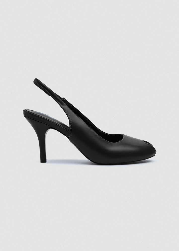Pointed-Toe Stiletto Slingback Heels - Black