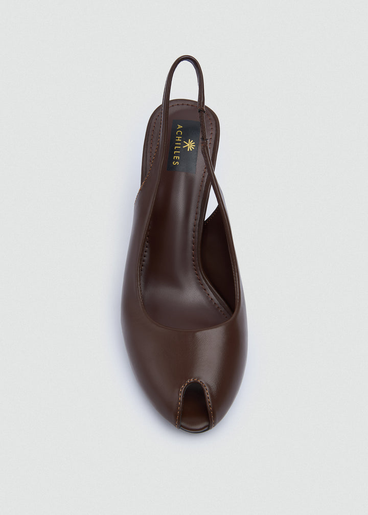 Pointed-Toe Stiletto Slingback Heels - Brown
