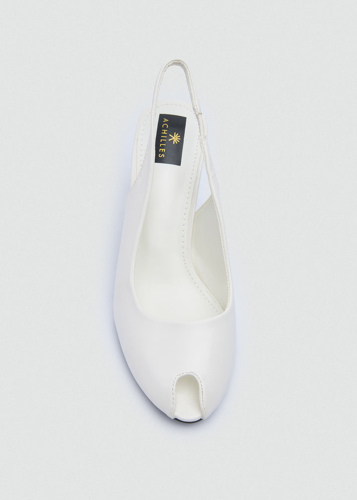 Pointed-Toe Stiletto Slingback Heels - White