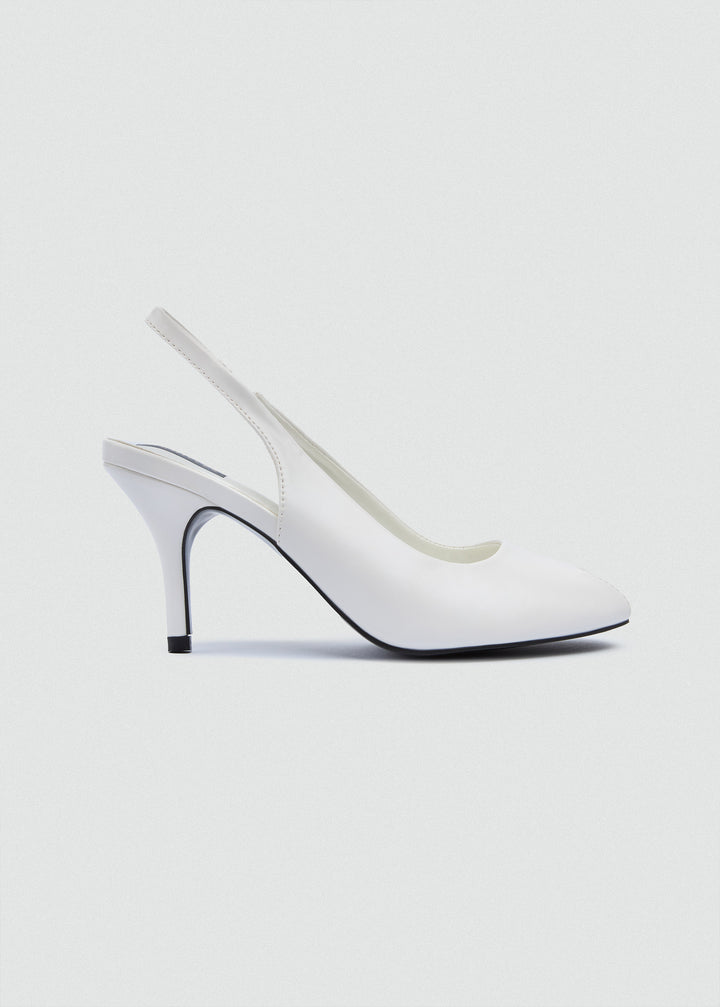 Pointed-Toe Stiletto Slingback Heels - White